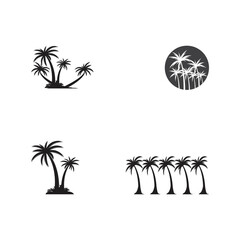 Set Palm tree summer logo template vector illustration