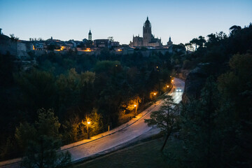 Segovia cathedral in night