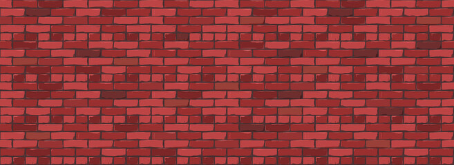 Brick Wall Texture Background. Digital llustration of Red Color Brickwall. Seamless Pattern in Loft Style. Vector Illustration. EPS 10