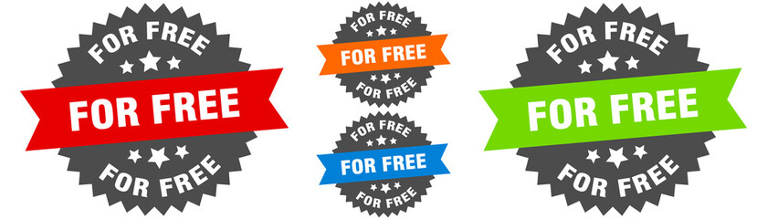 for free sign. round ribbon label set. Seal