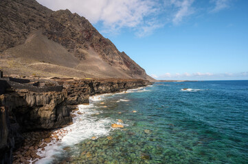 Lava coast in El Hierro island, Canary Islands, Spain. El Golfo, biosphere reserve. High quality...