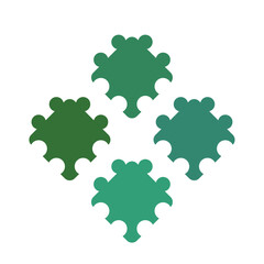 Four pieces of jigsaw puzzle or autism puzzle piece symbol flat vector icon for apps and websites