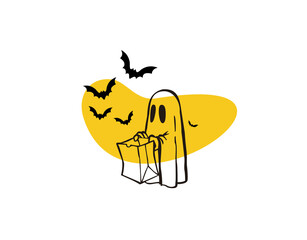 Spooky Halloween flat icon on white background in vector illustration