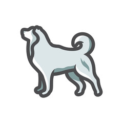 White fluffy Dog Vector icon Cartoon illustration