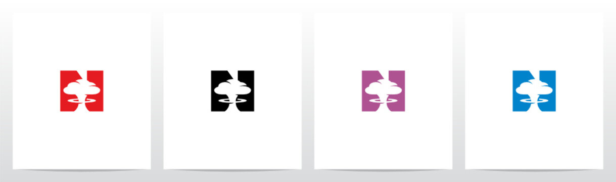 Mushroom Cloud On Letter Logo Design N