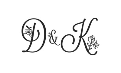 D&K floral ornate letters wedding alphabet characters