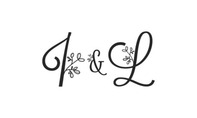 I&L floral ornate letters wedding alphabet characters
