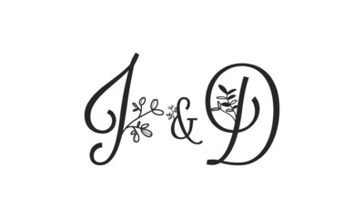 J&D floral ornate letters wedding alphabet characters
