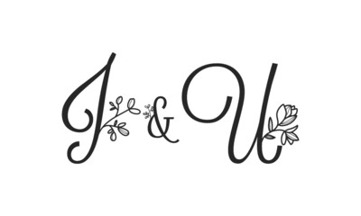 J&U floral ornate letters wedding alphabet characters