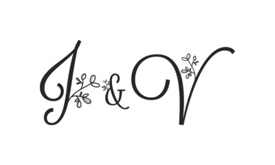 J&V floral ornate letters wedding alphabet characters