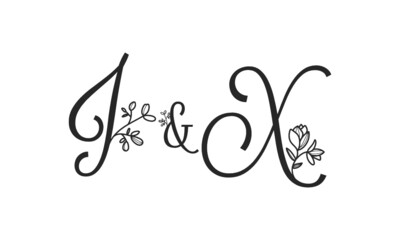 J&X floral ornate letters wedding alphabet characters