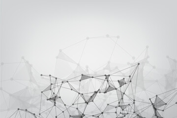 Network technology background with dots and lines for backdrop and ai design. Modern abstract concept. Futuristic HUD Background.