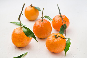  Fresh Tangerine  with leave close up