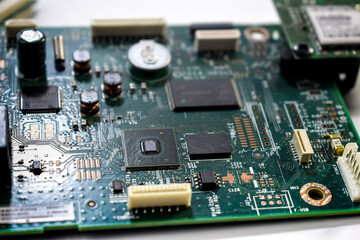 close up of computer circuit board