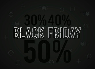 black friday sale banner with percents and lettering