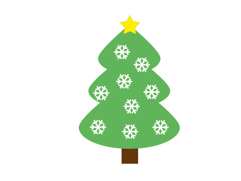 Weihnachtsbaum mit Schneeflocken auf weißen Hintergrund