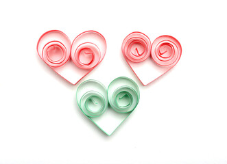 Paper quilling hearts decoration