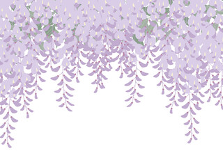 藤の花の飾り枠 エレガントなフレーム 和風イラスト素材 Wall Mural ふわぷか