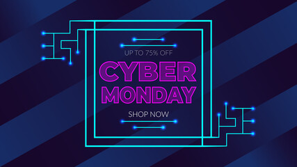 Cyber Monday Flat Technology Concept Sale Banner 