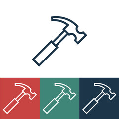 Linear vector icon with hammer