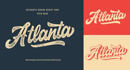 Poster Original Brush Script Font "Atlanta ". Retro Typeface. Vector Illustration. © ANDREI
