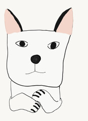 White dog portrait (childlike drawing)
