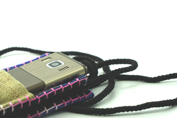 Classic mobile phone on white background