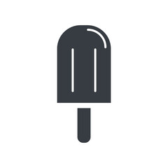 Popsicle ice cream covered with chocolate glaze on a wooden stick. Vector flat design simple icon