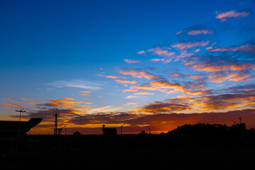 Sunset in the city , city silhouette