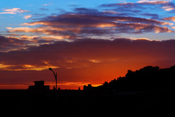 Sunset in the city , city silhouette