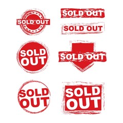 Red sold out banner set design template