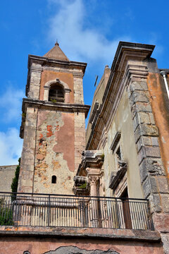bell tower of the church of the aracoeli san marco d'alunzio sicily italy
