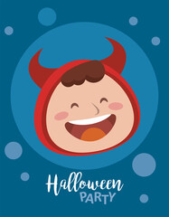 happy halloween party with little evil head character
