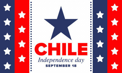 Chile Independence Day. Happy national holiday Fiestas Patrias. Freedom day. Celebrate annual in September 18. Chile flag. Patriotic chilean design. Poster, card, banner, template, background. Vector