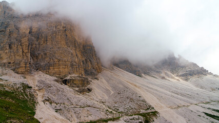 The road to Tre Cime di Lavaredo, Dolomites, at summer