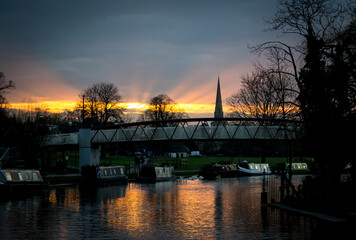 sunset over the river