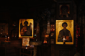 Parts of  interior the Church. icons and god.