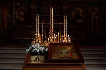Parts of  interior the Church. icons and god.