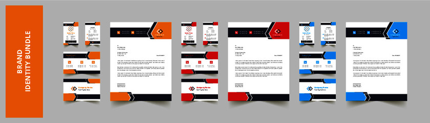 Modern Abstract Creative Professional Brand identity Bundle- Letterhead, business card, id card with 3 color