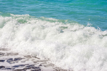 sea waves on the beach. Selective focus. Summer nature background.