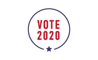 Vote 2020 in USA, sticker design. Political election campaign banner. Election day in United States of America.
