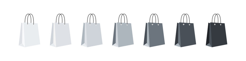 Shopping bags. Isometric design, gradient bags on white background. Vector illustration