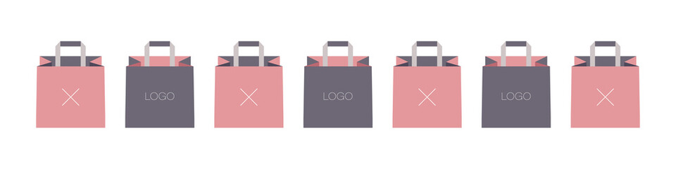 Trendy shopping bags. Flat design, bags on white background. Vector illustration