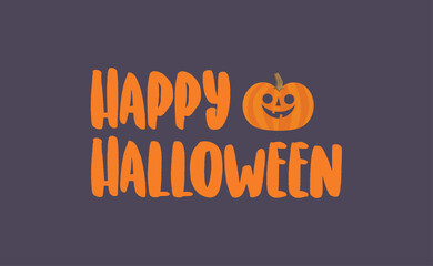 Happy Halloween text banner, vector illustration.