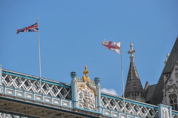 tower bridge and flag