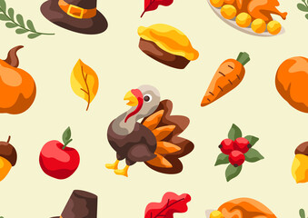 Happy Thanksgiving Day seamless pattern.