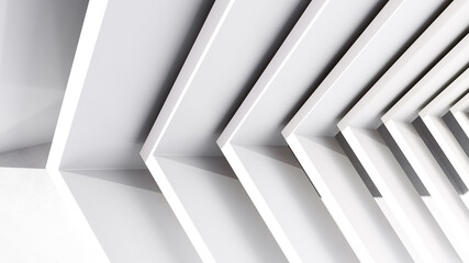 Abstract White Architecture Background. Minimal Geometric Wallpaper. 3D Illustration of White Building. Modern Geometric Wallpaper. Futuristic Technology