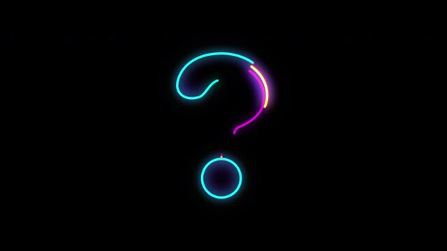 Stroke Question Mark Animation On Black Background and Green Screen