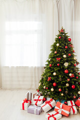 Christmas tree tree tree branch pine new year decor presents a white background place for inscription