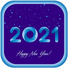 Vector Happy New Year 2021 card with gradient design. For social networks, family celebrations, posters, postcards. With your logo.